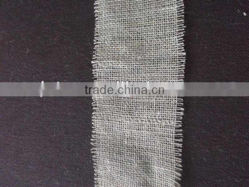 100% jute burlap ribbon raw edge nature wired