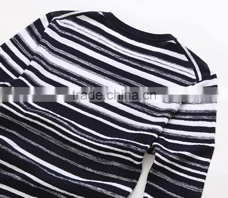 custom striped cotton crew neck cardigan man sweater , pullover