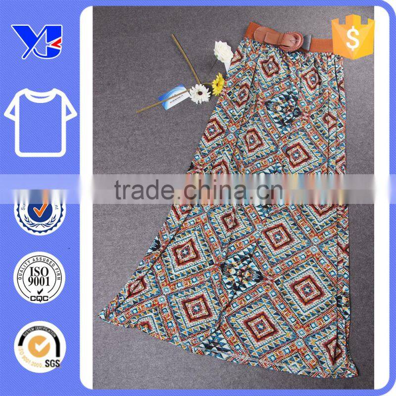 Best Selling OEM Elegant Midi Geometry Print Women Long Skirt