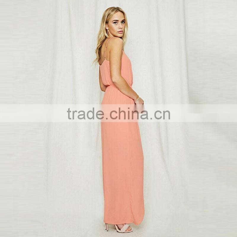 2017 Summer Surplice Neckline Sexy Chiffon Maxi Dress For Ladies HSd9011