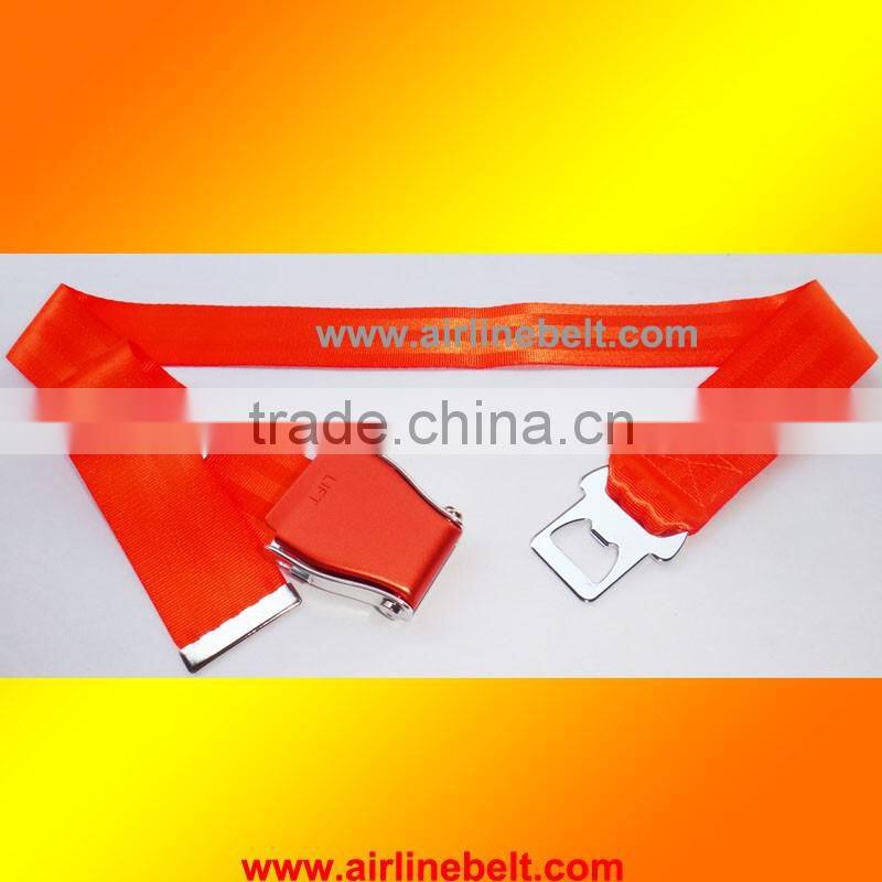 Various colors airplane belt with metal end pieces/Beer bottle opener
