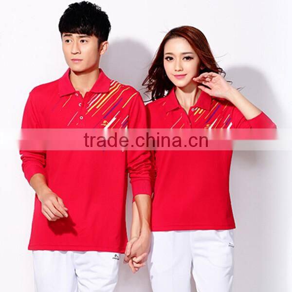 New design long sleeve dri fit polo shirt china factory couple printing polo shirt