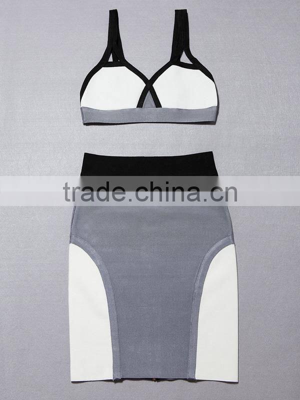 Wholesale 2015 Latest Fashion Two Piece Bandage Dress H1322