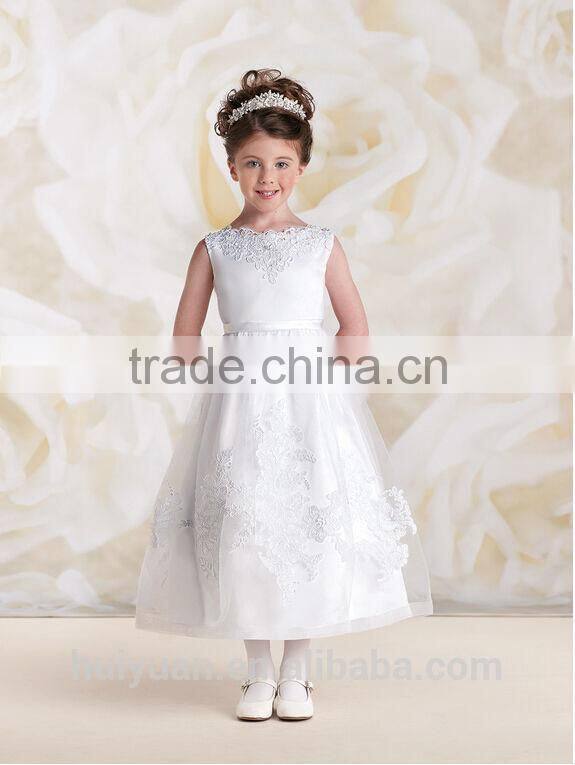 lovely satin off shoulder baby gown lace discount flower girl derss