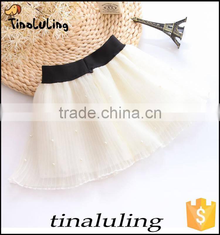 2015 fashion girls short mini skirts with pearl kids chiffon tutu children dancewear
