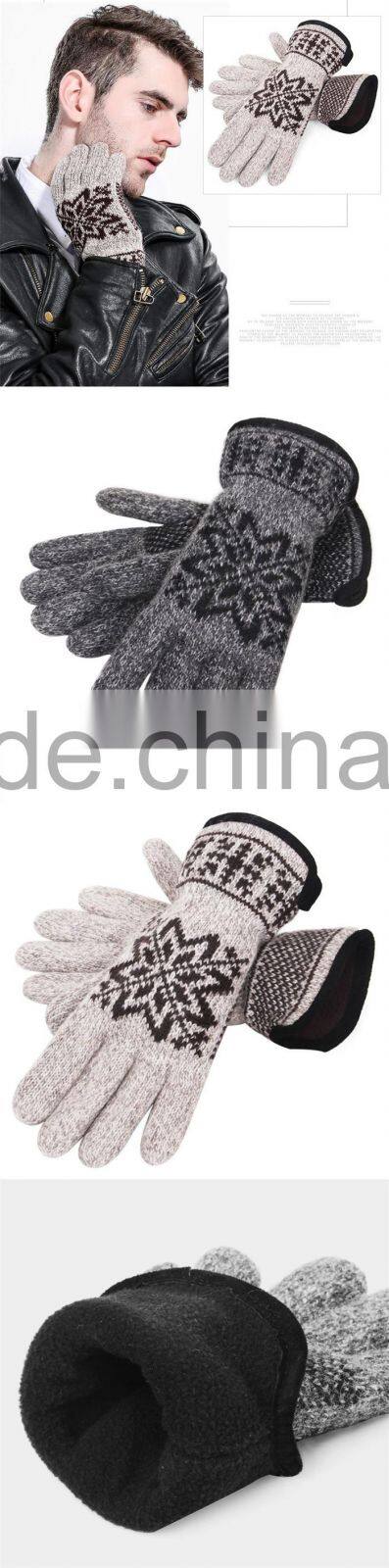High Quality Cashmere Wool Thick Fleece Mens Winter Knitted Gloves