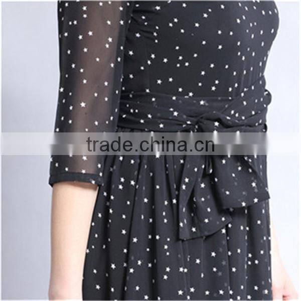 Factory supply polka dot design plus size chiffon maxi dresses