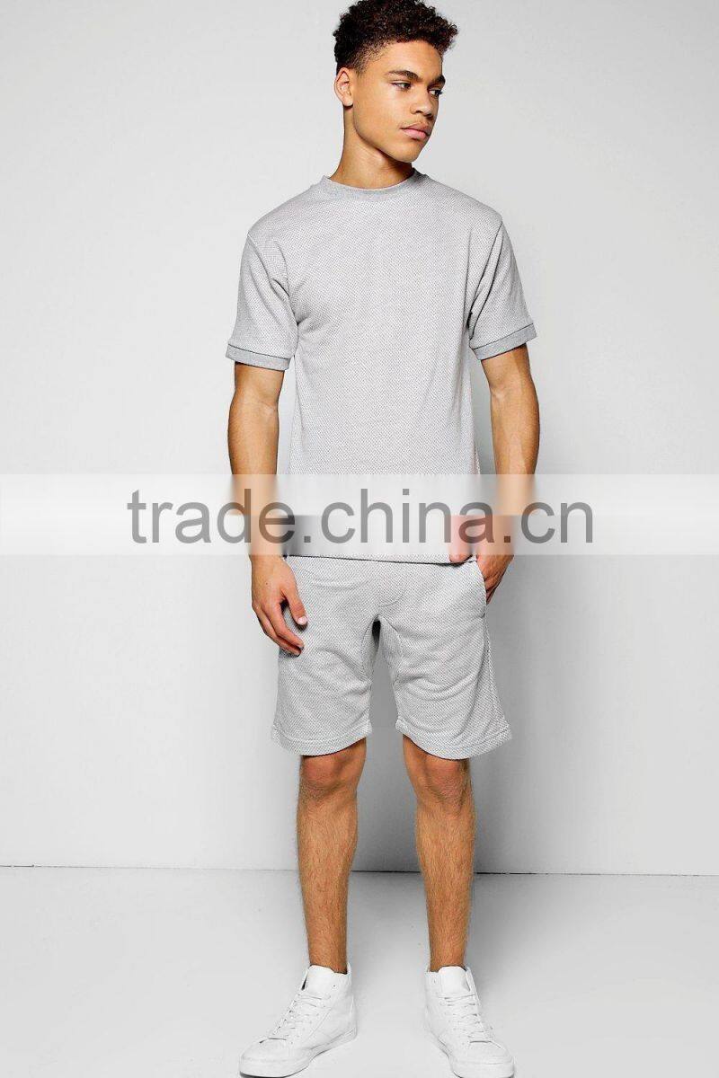 short sleeve tracksuit cotton and polyester sweatsuit for men custom