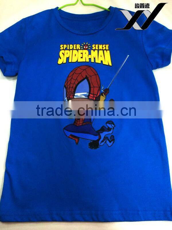 wholesale blue children quality cotton t shirts with spiderman printing
