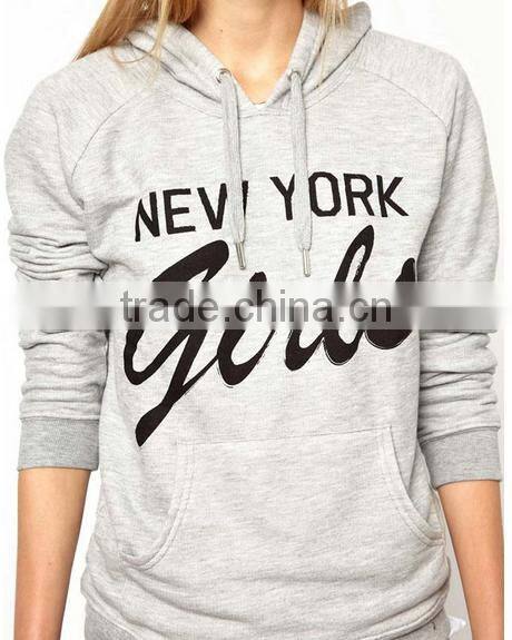 wholesale garment terry hooded cotton crew neck comfortable print plain pocket dyed for women sweatshirt made in china