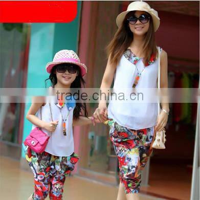 summer Mother and daughter family clothing fitted,fashion children clothes