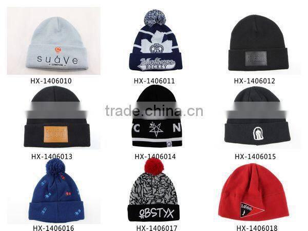 Mix color yarn wholesale slough grey knitted beanie hat