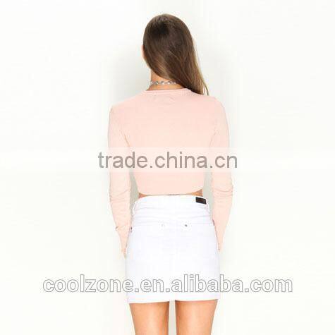 2014 Women's Autumn Latest Sweater Knit Long Sleeves Crop Wholesale Women Tops