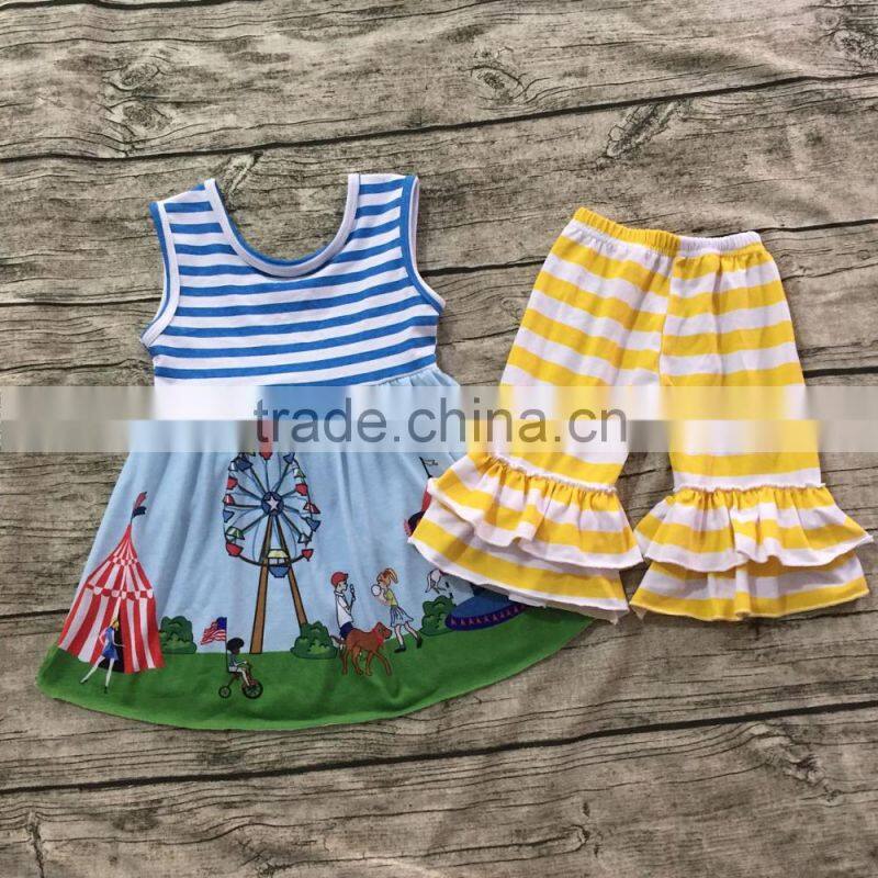 Wholesale newborn baby clothes sleeveless lettre pattern green scale short outfit