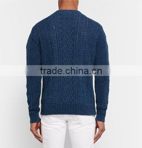 High Quality China Customed Latest Sweater Designs for Men Ribbed Trims Wool Blend Sweater