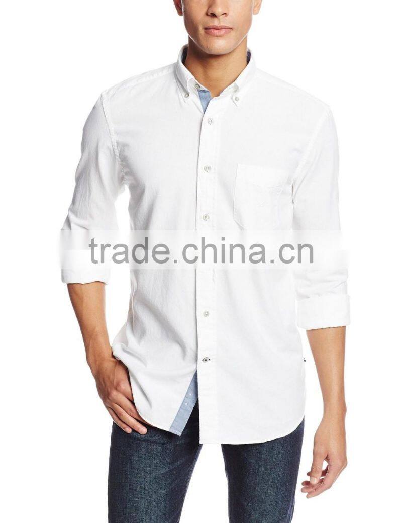 Mens long sleeve solid color poplin oxford shirt