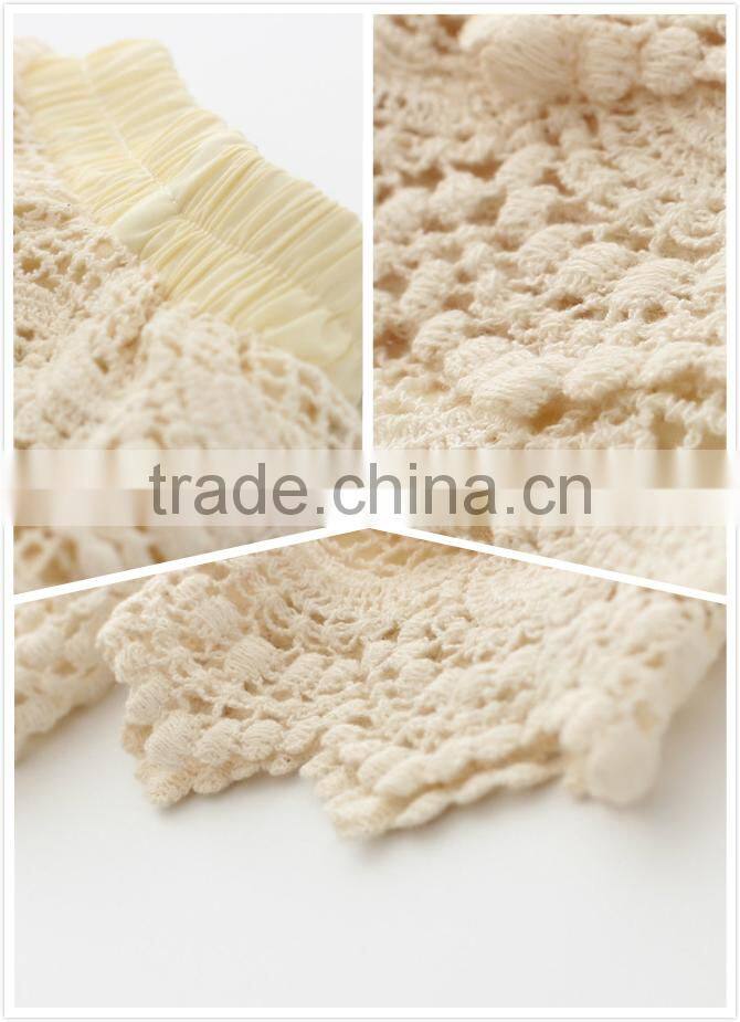 New Arrival Layered Knitted Beige Color Girls Ruffle Shorts