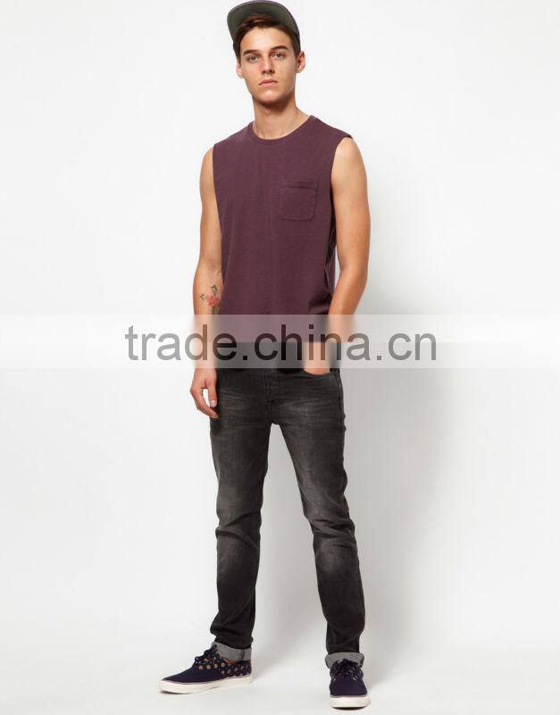 sleeveless pocket blank tee shirt