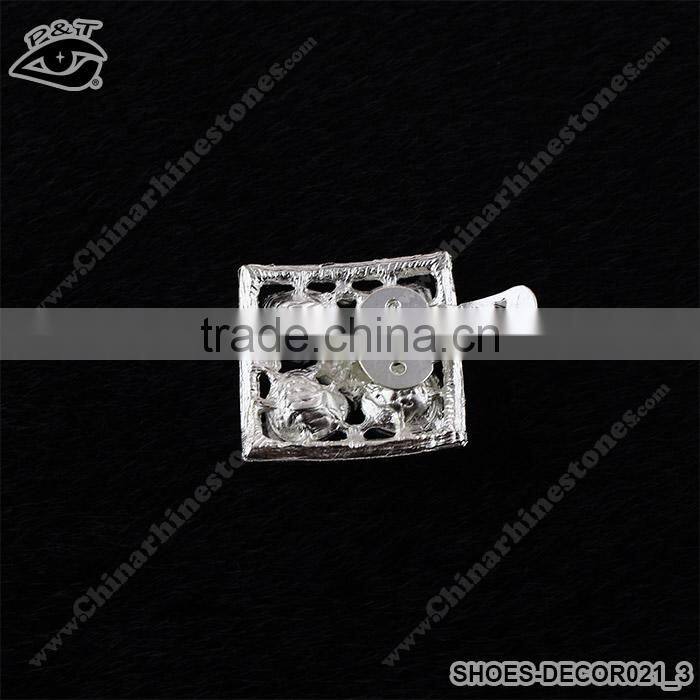 Shiny Square Shaped Crystal Rhinestone Ornament Accessories with metal clip for high heel shoe wedding shoes