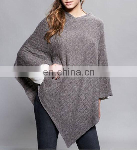 2015 new fashion style 7gg ribbed knitted pure cashmere poncho shawls