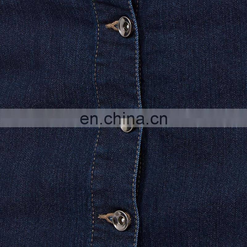 Cheap button fastening knee length denim skirt for girls