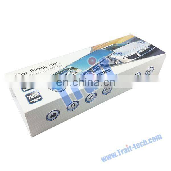 HD 720P Night Vision Recorder Dash Cam 2 Channel Car DVR Rearview Mirror Camera