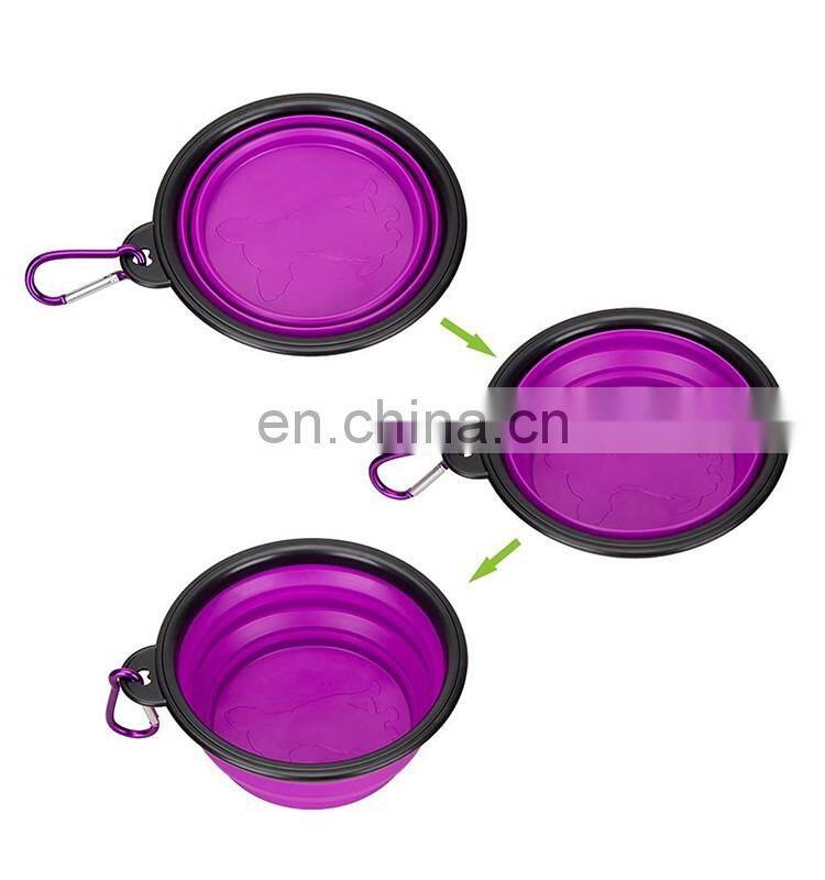 Food Grade Unbreakable Stocked Colorful Collapsible Pet Dog Bowl With Hook,Mountaineering buckle dog bowl