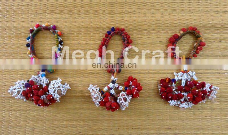 Gypsy Pom Pom Bracelet, Old Banjara shell Bracelet - Vintage Beaded Pom Pom Bracelet