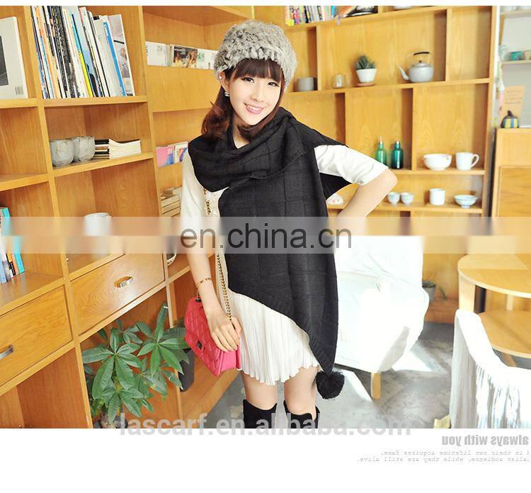 100% acrylic women scarf plaids big long shawl pure color black