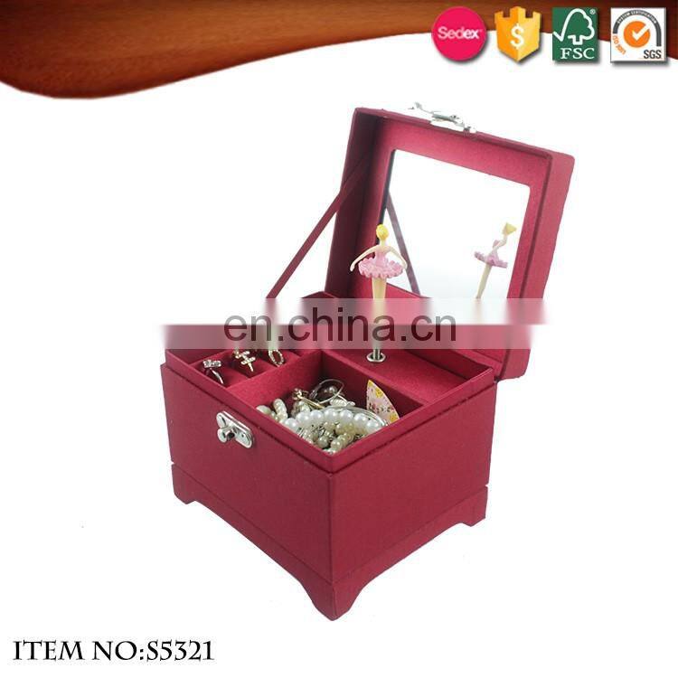 Fabric Rectangle Popular Ballerina Dancer Jewelry Music Box