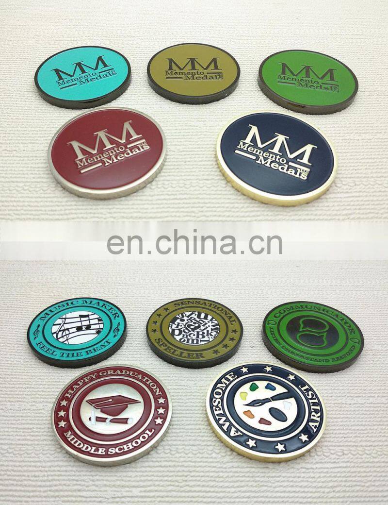 China factory enamel metal coin with coin capsules