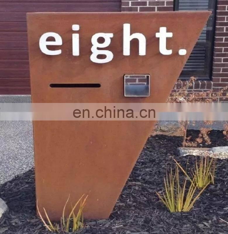 Outdoor laser cut corten steel signs rusted garden art