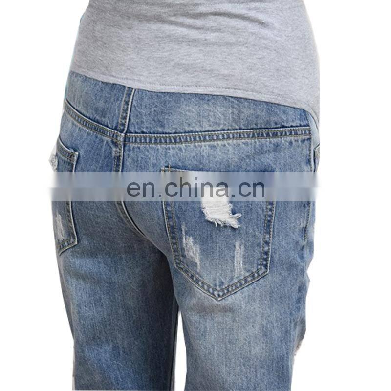 DiZNEW Custom Ladies Fashion Skinny Western Maternity Jeans Ripped