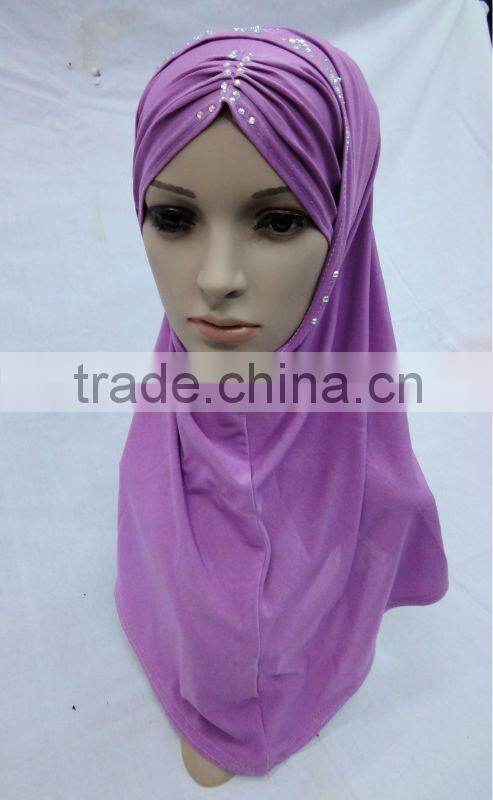 A455 FASHION TWO PIECES HIJAB;MUSLIM TURBAN WITH Czech Rhinstone