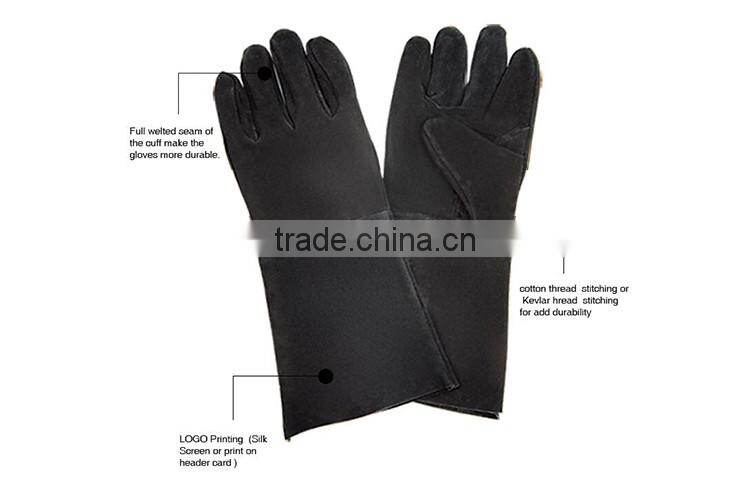 14"/16" long length hand sewing chrome leather gloves LG037