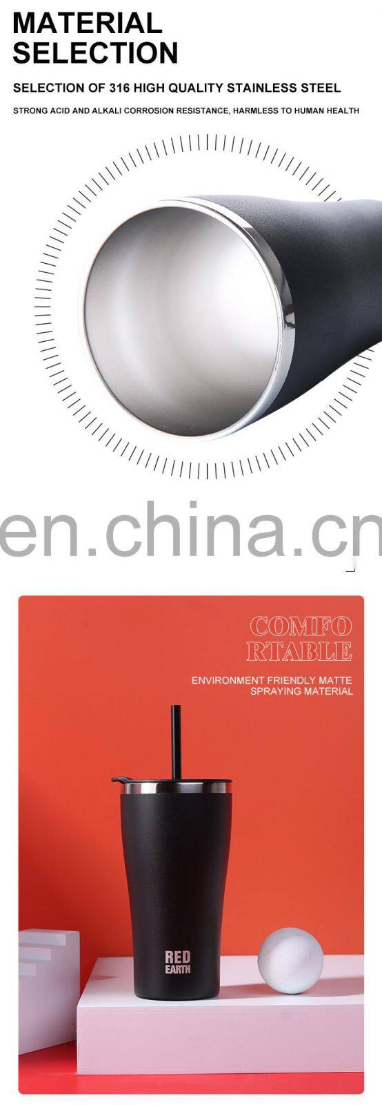 GiNT 530ml China Factory Direct Stainless Steel Insulated Water Cup Vacuum Straw Bottle Thermal Tumbler for Outdoor Camping