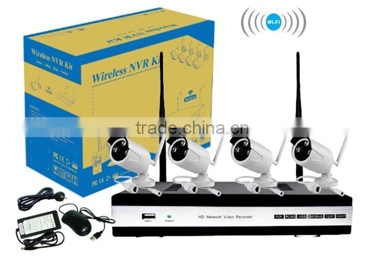 2016 home use wireless WIFI NVR Kits 4 pcs hotselling cheap IP 1.0MP 1.3MP 2.0MP cameras