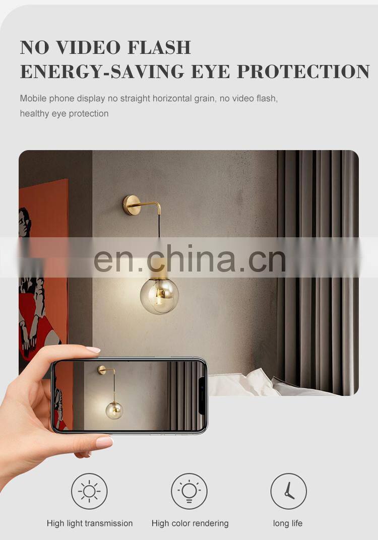 Wholesale Decoration Indoor Glass Metal Bronze Smoke Grey Bedroom Living Room Modern Wall Lamp