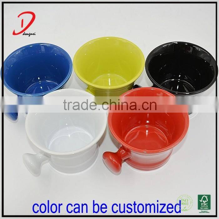 colorful ceramic shaving soap bowl with handle