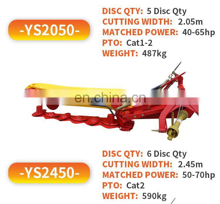 Tractor rear side mower slasher grass cutting machine