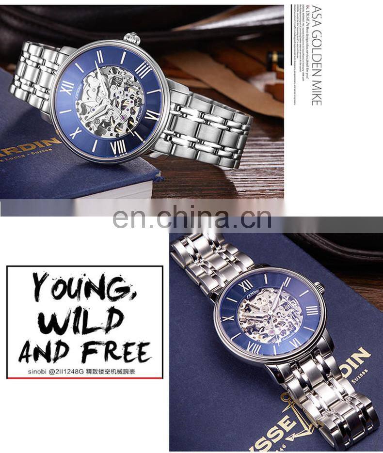 Utime Hollow Out Visible Automatic Movement Watch For Man 316L Steel Case Japan Automatic Mechanical Watches U0031G