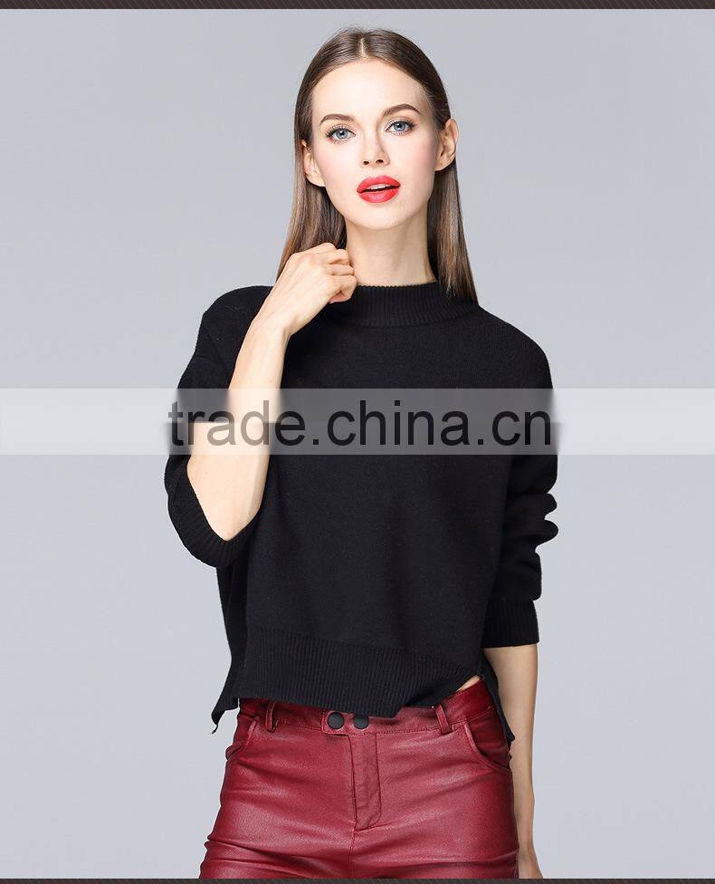 Korea design long sleeve pullover wool sweater design for girls