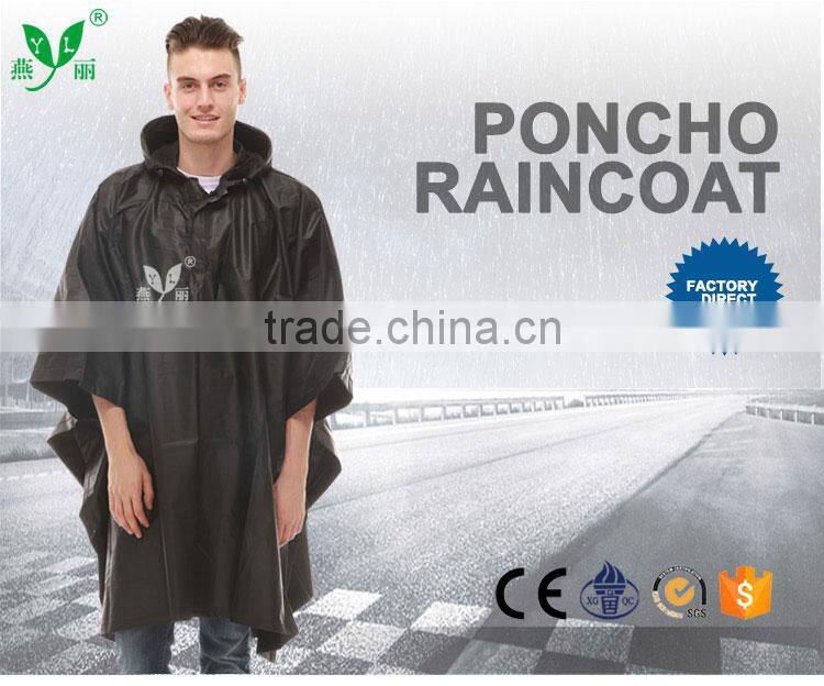 YANLI unisex durable 100%waterproof adult poncho raincoat