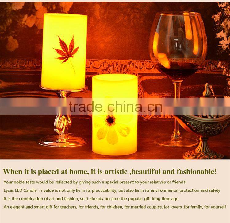 Embedded maple and flower flameless led candle light