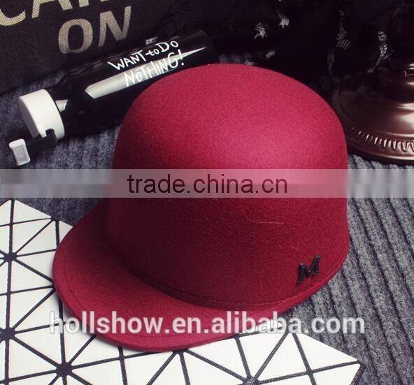 Outdoor Riding Hunting Vintage London Letter M Applique Women Wool Felt Equestrian Cap