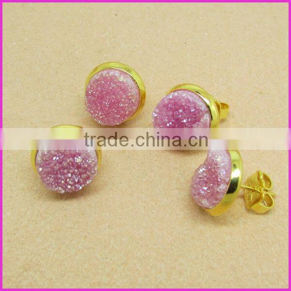 EA3149 Latest design Druzy Bezel Sets, Sparkly Druzy Post Earring