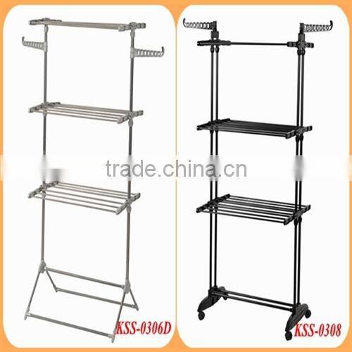 Folding Stainless Steel 3 Tiers Sliding Clothes Rack