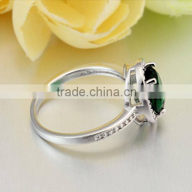 Latest Design Oval Green Cubic Zirconia Stone Inlay Copper Alloy Rings