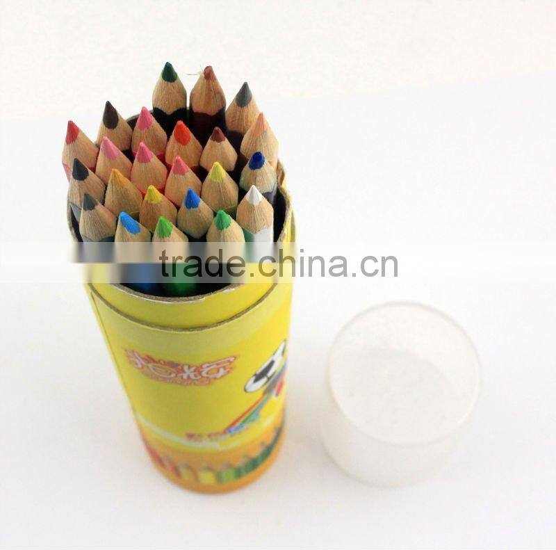 7"inch standard multi rainbow color wooden colored lead pencil in colored printing tube box 24pcs set