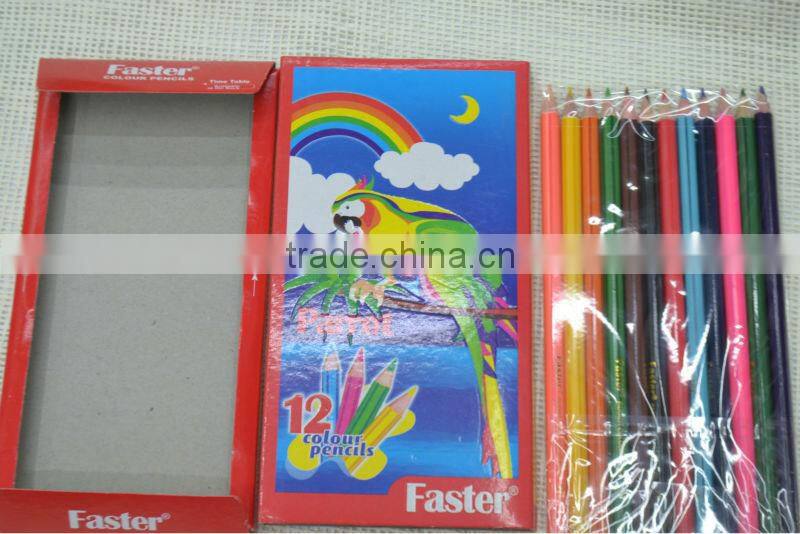 7" 12 PCS Wooden Stripe Color Pencil Set In Paper Box for Kids